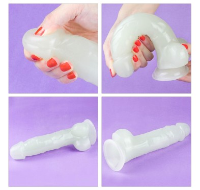 Dildo led giętkie duży penis podświetlany 21,5 cm